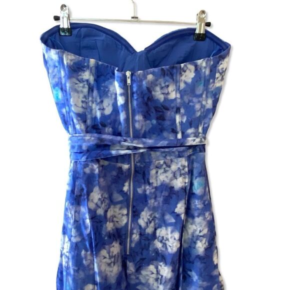 Bardot Vibrant Floral Midi Dress Blue Corset Bustier Sundress Sz XL - Picture 11 of 14